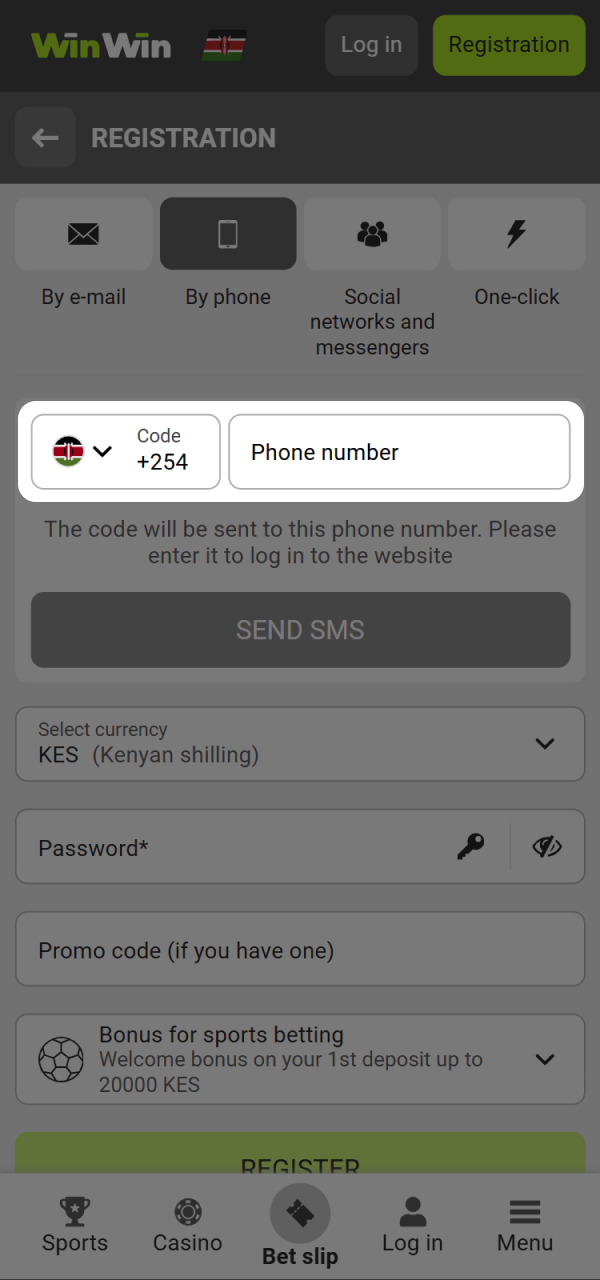 Enter your mobile number on WinWin Kenya official app.