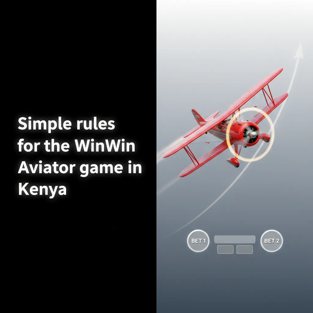 WinWin Aviator screen: red plane climbs as multiplier rises; cash out before it flies away. Bets from KSh 10, auto cashout.