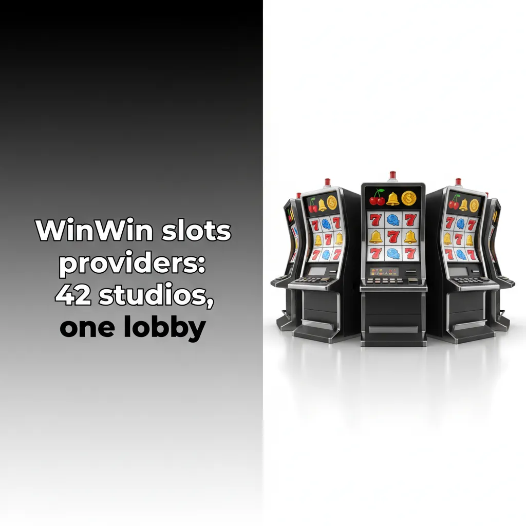 WinWin slots: 42 studios in one lobby; logos of Pragmatic Play, NetEnt, Play'n GO, Games Global, Red Tiger, more.