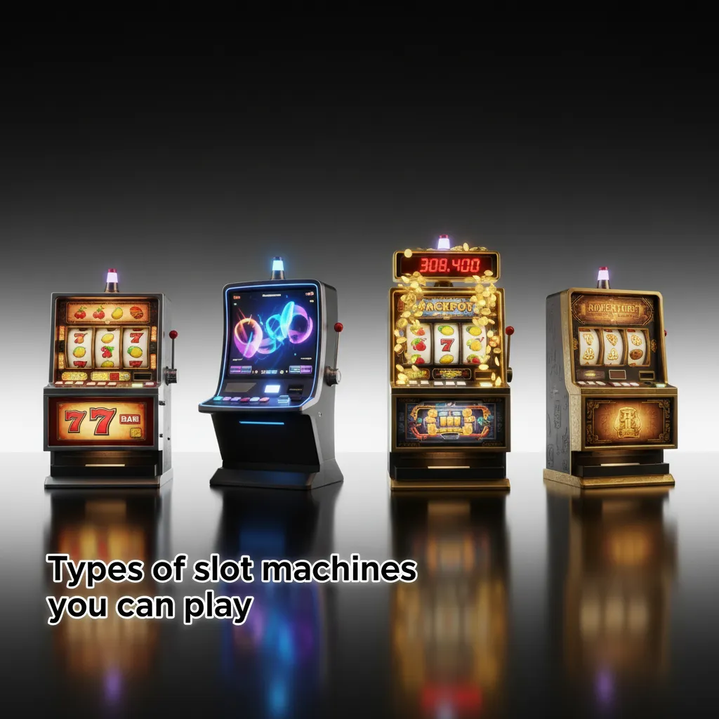 Infographic of slot types: classic 3-reel, 5-reel video, Megaways, progressive jackpots, Cluster Pays, Hold & Win