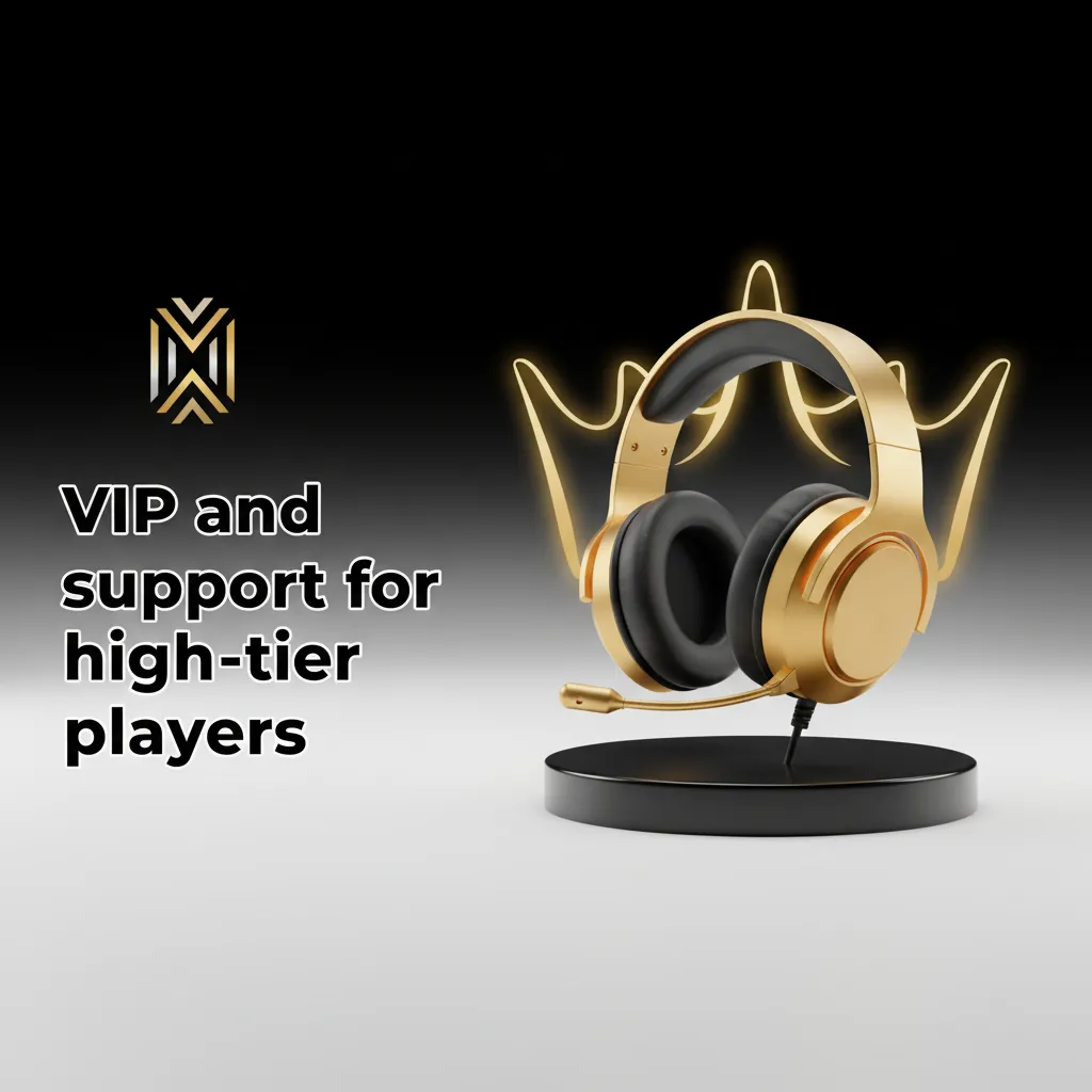 VIP support graphic with crown badge, headset, and chat, email, phone icons for priority help for high-tier WinWin players.