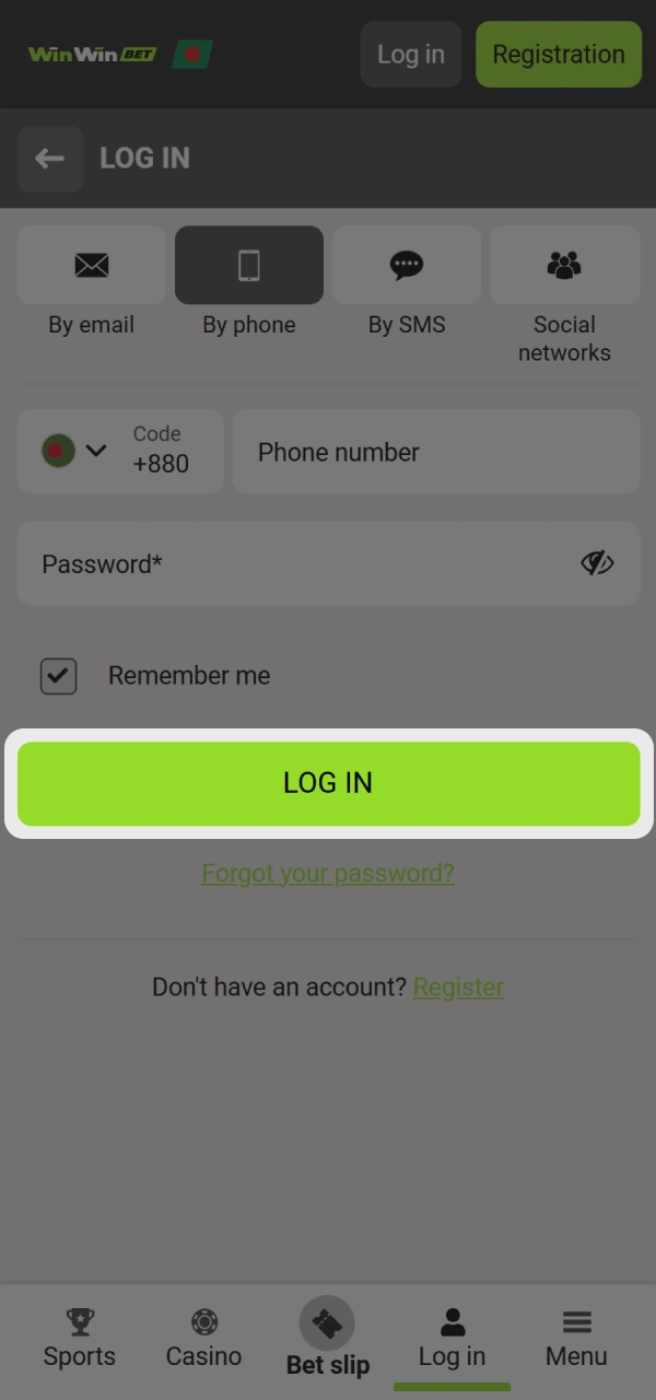 Press the login button again to access WinWin Bangladesh platform.